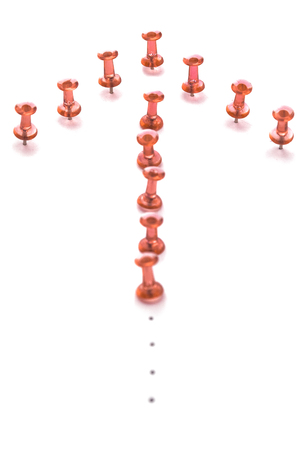 Arrow shaped red pins, high angleの写真素材