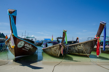 Chicken Island,Krabi,Thailand-June 6,2016-Boats on the sea ,under the blue sky.のeditorial素材