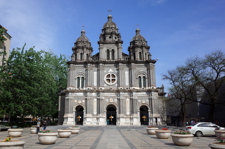 Beijing,China-2017-St. Joseph's Church, Beijing.Wangfujing Churchのeditorial素材