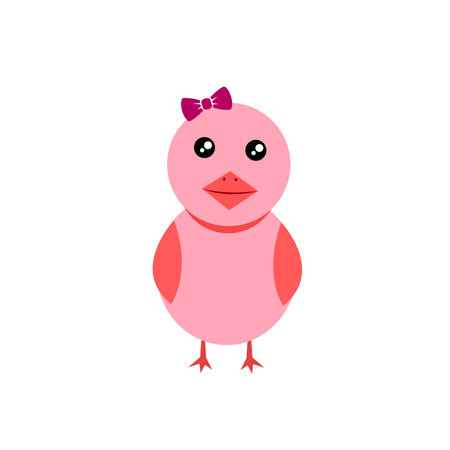 Baby female chick with bow vectorのイラスト素材