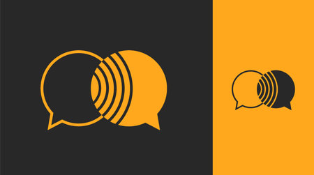 Speech bubble symbol with sound waves in orange and black colorsのイラスト素材