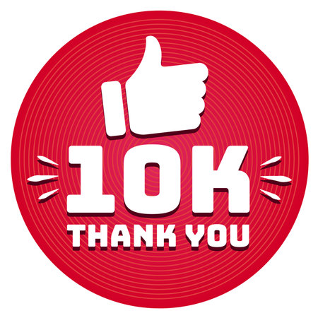 Celebrating 10000 or 10k likes in a personalized red circleのイラスト素材