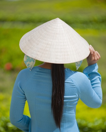 Vietnamese Woman at My Tho Cityの写真素材