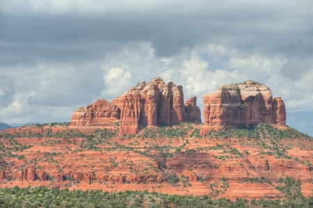 Cathedral rocks form another hillside near Sedonaの写真素材
