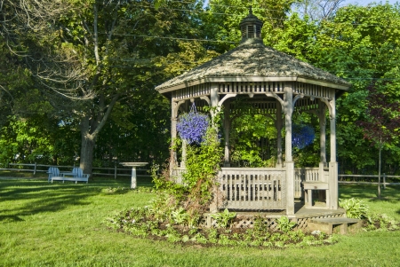Gazebo with Spring Flowers の写真素材