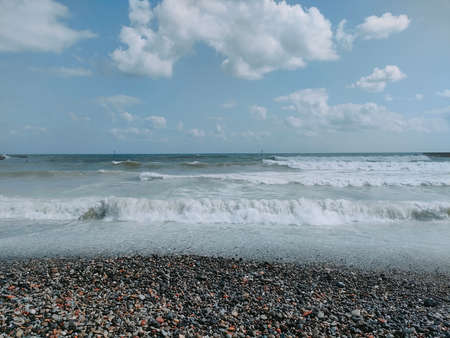Barcelona panoramic city and sea viewsの写真素材