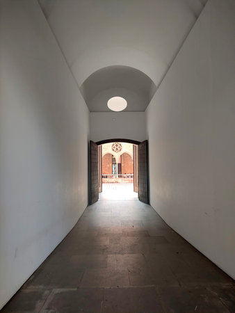 Interior view of the entrance to the mosque in Turin, Italyの写真素材