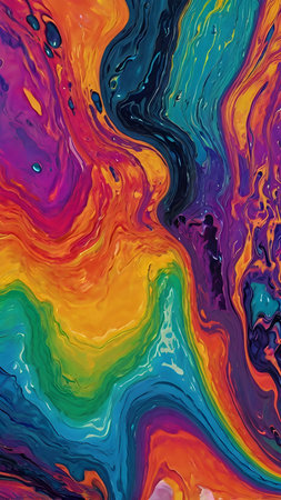 Colorful abstract background of oil paint. Acrylic painting on canvas with acrylic paints. Liquid marble pattern.の素材