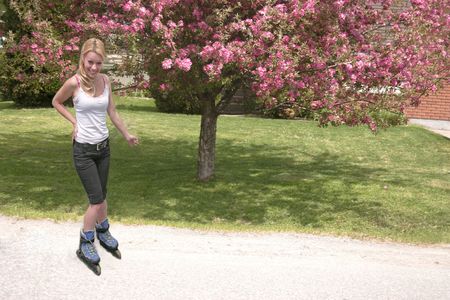 roller blading down street