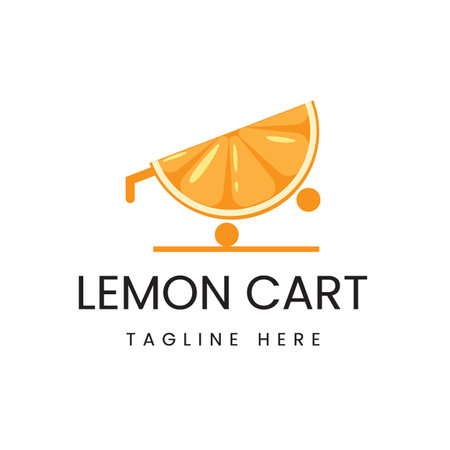 Lemon cart logo design. Citrus fruit icon vector illustration.のイラスト素材