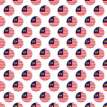 Malaysia flag seamless pattern. Independence day background. Vector illustration.のイラスト素材