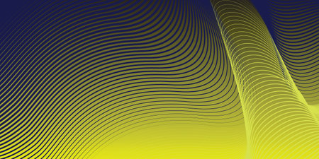 Abstract background with wavy lines. Vector illustration. Yellow color.のイラスト素材