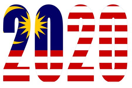 Isolated banners numeral for the year 2020 with a white background, happy new year