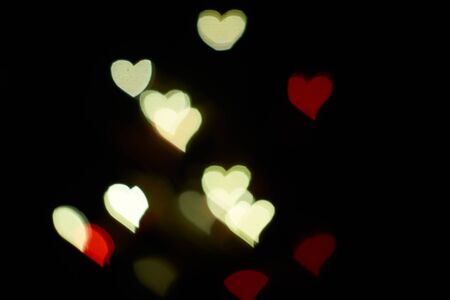 Heart shape bokeh from street light background, Love heart background.