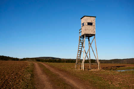 High seat for hunters for wildlife observation.の写真素材