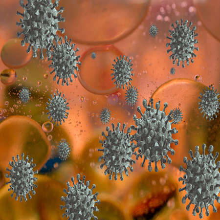 3D illustration, influenza cell COVID-19 virus.Coronavirus, medical concept
