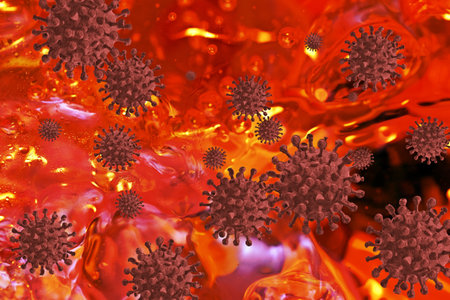 3D illustration, influenza cell COVID-19 virus.Coronavirus, medical concept