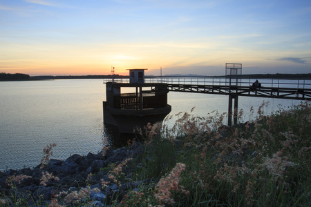 Watching the sunset evening on the Tit bath.の写真素材