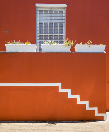 Colourful houses in Bo Kaap, a former township, situated on the slopes of Signal Hill, Cape Town, South Africaのeditorial素材