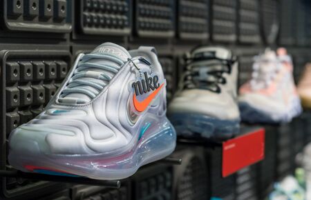 MINNEAPOLIS, MINNESOTA, - AUGUST, 8, 2019: A display of Nike shoes in a store.のeditorial素材