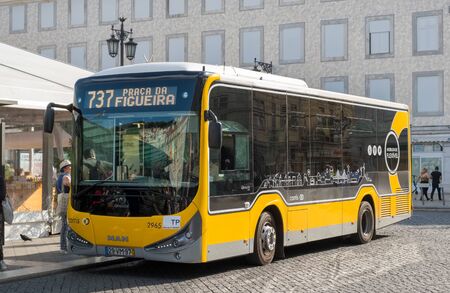 LISBON, PORTUGAL, - JUNE, 4, 2019: A bus in Lisbon, Portugal.のeditorial素材