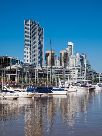 BUENOS ARIES, ARGENTINA, - APRIL, 20, 2019: The Waterfront (Puerto Madero) in Buenos Aires, Argentina, South America.のeditorial素材