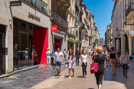 BORDEAUX, FRANCE, - JUNE, 22, 2018: Rue St Catherine a shopping street in Bordeaux, France.のeditorial素材