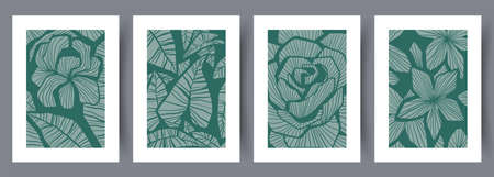 Scandinavian abstract vector print set. Minimalistic abstract wall art background for print. Scandinavian vector style.のイラスト素材