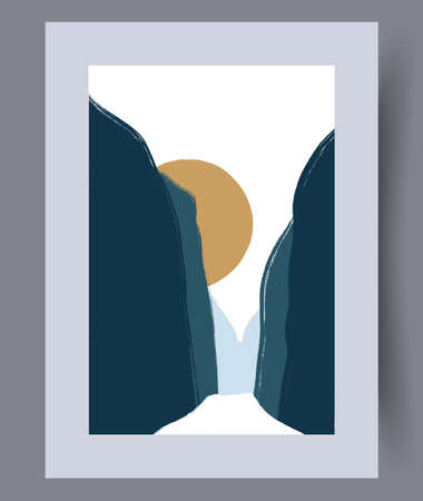 Printable wall art vector poster. Hand drawn minimalism design for scandinavian interior.のイラスト素材