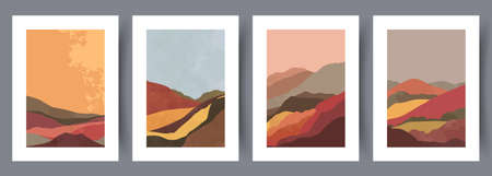 Printable wall art vector poster set. Scandinavian abstract vector print set for modern interior....