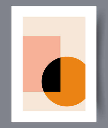 Scandinavian abstract vector print set. Minimalistic abstract wall art background for print. Scandinavian vector style.のイラスト素材
