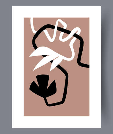 Scandinavian abstract vector print set. Minimalistic abstract wall art background for print. Scandinavian vector style.のイラスト素材