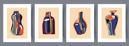 Scandinavian abstract vector print. Minimalistic abstract wall art background for print. Scandinavian vector style.のイラスト素材