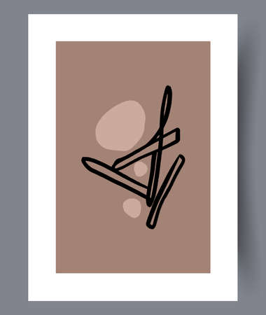 Scandinavian abstract wall art. Minimalistic art vector poster. Hand drawn minimalism design for interior. Printable bundle. Vector illustration.のイラスト素材