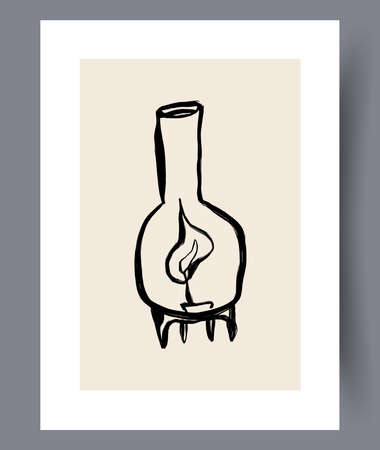 Neutral minimalistic art wall posters in boho style. Abstract printable art works for interior design. Vector illustration.のイラスト素材