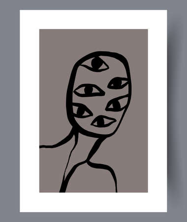 Modern abstract minimalistic artworks posters for print. Simple creative Scandinavian art wall decorations for interior design. Vector illustration.のイラスト素材