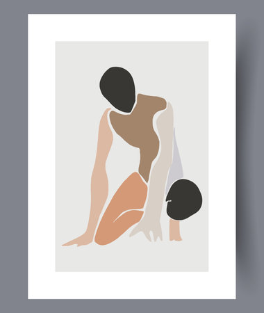 Portrait human masculinity composition wall art print. Printable minimal abstract human poster. Wall artwork for interior design. Contemporary decorative background with composition.のイラスト素材