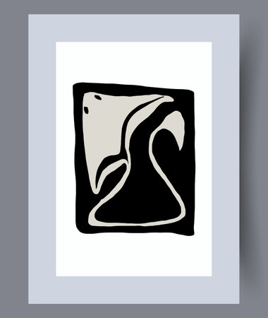 Animal slope underwater inhabitant wall art print. Wall artwork for interior design. Contemporary decorative background with inhabitant. Printable minimal abstract slope poster.のイラスト素材