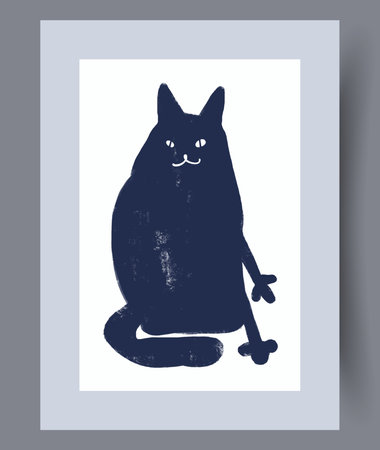 Animal fox nordic fauna wall art print. Wall artwork for interior design. Printable minimal abstract fox poster. Contemporary decorative background with fauna.のイラスト素材