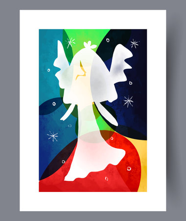 Abstract fantasy colorful picture wall art print. Printable minimal abstract fantasy poster. Contemporary decorative background with picture. Wall artwork for interior design.のイラスト素材