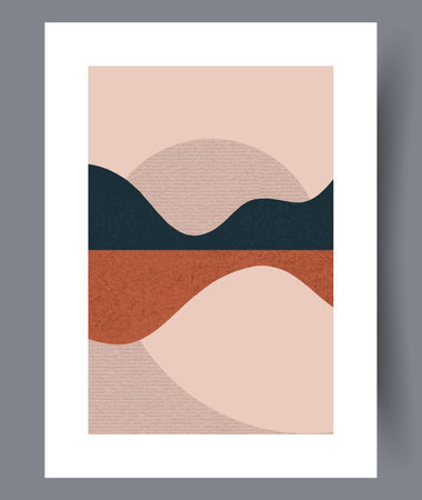 Abstract shapes geometric style wall art print. Contemporary decorative background with style. Wall artwork for interior design. Printable minimal abstract shapes poster.のイラスト素材