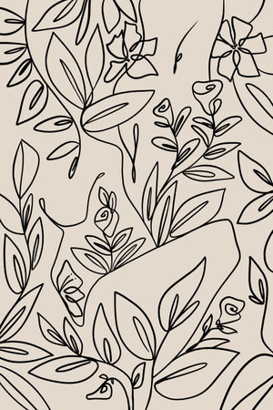 Printable wall art poster print. Hand drawn minimalism design for scandinavian interior.の写真素材