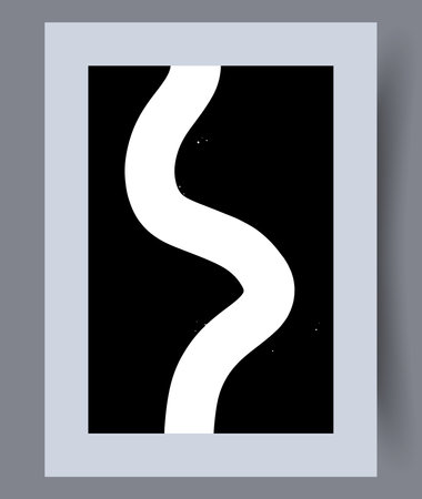 Abstract line vertical wave wall art print. Wall artwork for interior design. Printable minimal abstract line poster. Contemporary decorative background with wave.のイラスト素材