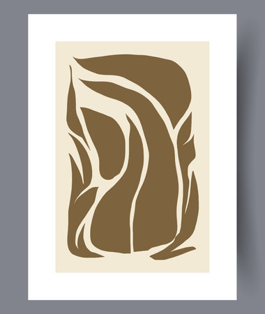 Abstract chaos organic boho wall art print. Printable minimal abstract chaos poster. Contemporary decorative background with boho. Wall artwork for interior design.のイラスト素材