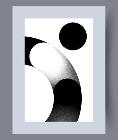Abstract forms minimalistic composition wall art print. Wall artwork for interior design. Contemporary decorative background with composition. Printable minimal abstract forms poster.のイラスト素材