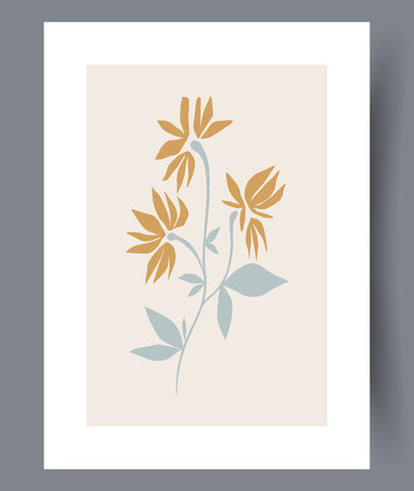Still life flowers scandinavian minimalism wall art print. Wall artwork for interior design. Printable minimal abstract flowers poster. Contemporary decorative background with minimalism.のイラスト素材