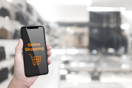 Online shopping. Smartphone and screen buyの写真素材