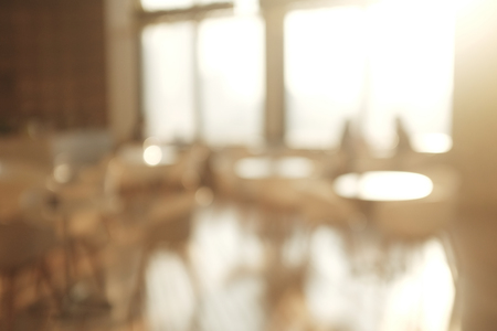 Blurred background image of coffee shopblur group of people working at co-working space, casual style, , business, education concept.Blur library backgroundの写真素材