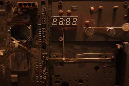 Electronic circuit board close up.