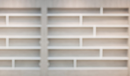 Blur Empty shelves room in modern white interiorの写真素材